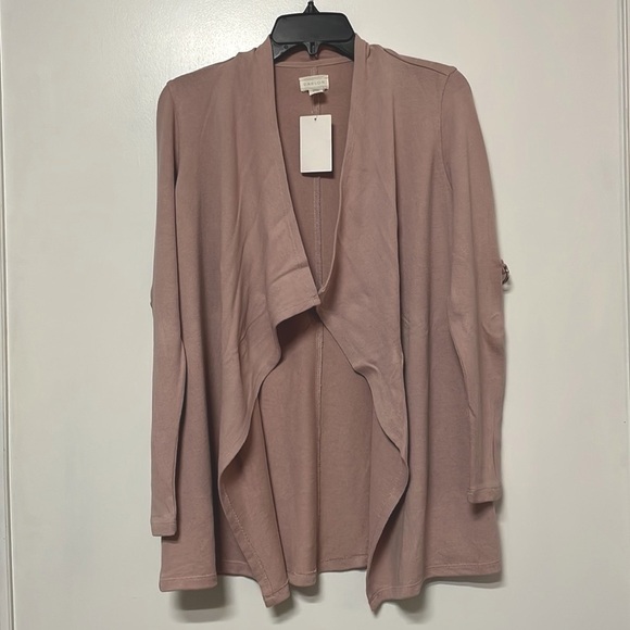 Light Pink Roll Tab Knit Open Front Jacket Nordstrom - Picture 7 of 10